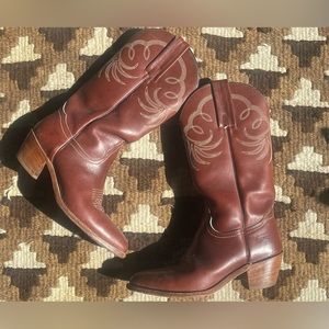 Vintage 70s leather Frye oxblood cowboy boots size 7B